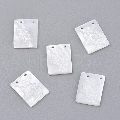 Natural White Shell Mother of Pearl Shell Pendants SSHEL-L018-005-1