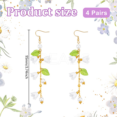 4Pair 304 Stainless Steel Dangle Stud Earrings for Women EJEW-UN00009-1
