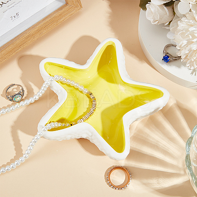 1Pc Starfish Shape Ceramic Jewelry Plate AJEW-SC0002-96C-1