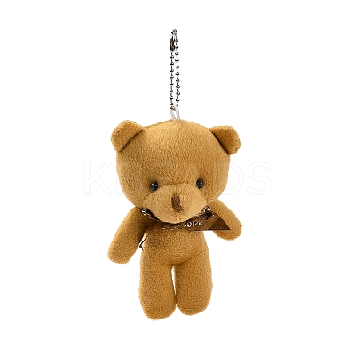 PP Cotton Mini Animal Plush Toys Bear Pendant Decoration HJEW-C002-03A-1