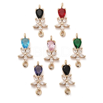 Glass Teardrop Connector Charms KK-M314-17KCG-1
