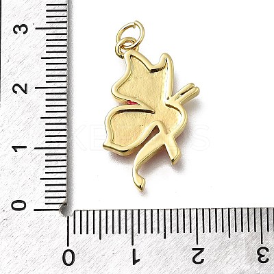October Breast Cancer Pink Awareness Ribbon Brass Enamel Pendants KK-G525-10G-07-1