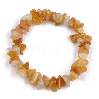 Unisex Chip Natural Topaz Jade Beaded Stretch Bracelets BJEW-S143-30-1