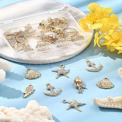 25Pcs 5 Style Alloy Crystal Rhinestone Pendants FIND-FS0004-14-1