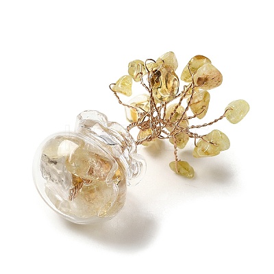 Natural Yellow Quartz Chips Tree Decorations DJEW-Z007-02F-1