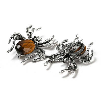 Dual-use Items Alloy Pave Jet Rhinestone Spider Brooch JEWB-C026-07G-AS-1