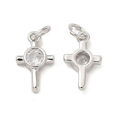 Brass Micro Pave Cubic Zirconia Charms KK-E068-VB239-1