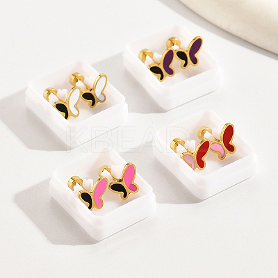 Fashionable Vintage Butterfly Drop Oil 201 Stainless Steel Women's Ear False Plugs ER2063-1