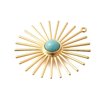 Synthetic Turquoise Pendants KK-Z092-02G-1