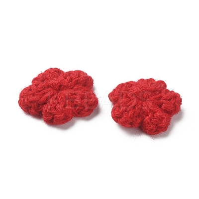 Peach Blossom Handmade Crochet Cotton Ornament Accessories AJEW-WH0326-53B-1