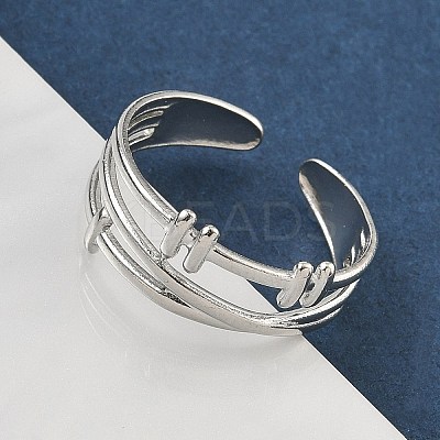 304 Stainless Steel Open Cuff Rings for Women RJEW-A079-04D-P-1
