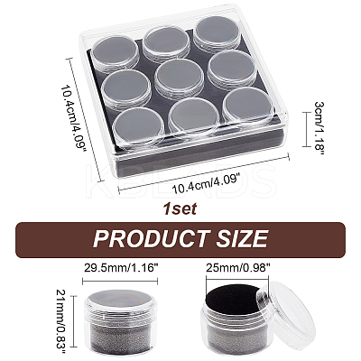 9 Slots Mini Round Plastic Jewelry Screw Top Bead Jars Sets with Velvet Inside AJEW-WH0472-42B-1