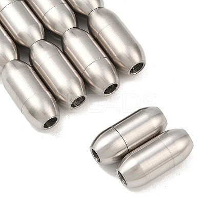 Tarnish Resistant 304 Stainless Steel Matte Surface Magnetic Clasps with Glue-in Ends LS-STAS-O042-A-24-1