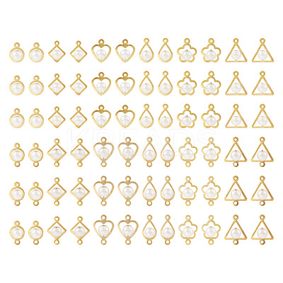 72Pcs 12 Styles ABS Plastic Imitation Pearls Charms/Connector Charms FIND-TA0003-16-1