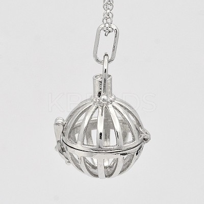 Hollow Brass Cage Pendants KK-D414-06-NR-1