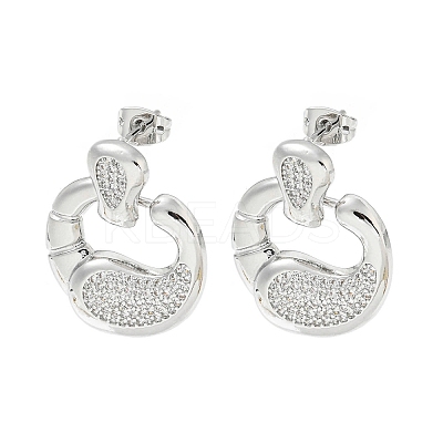 Crab Claw Rack Plating Brass Micro Pave Cubic Zirconia Dangle Stud Earrings EJEW-F331-20P-1