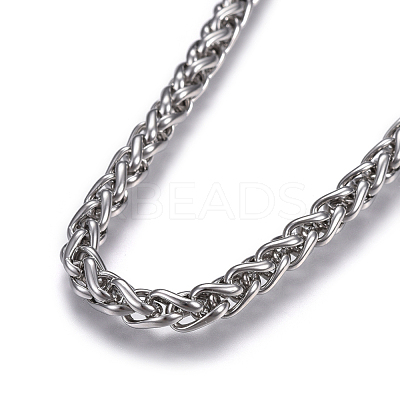 Non-Tarnish 304 Stainless Steel Wheat Chain Necklaces NJEW-F242-14P-E-1