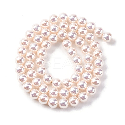 UV Plating Pearlized Glass Pearl Beads Strands GLAA-F128-01A-T02-1