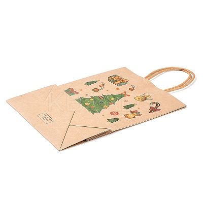 Christmas Theme Printed Kraft Paper Bags with Handles ABAG-M008-08E-1