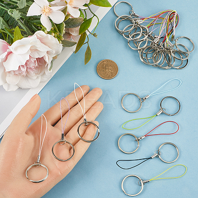 64Pcs 8 Colors Nylon Cord with Zinc Alloy sleeve Mobile Straps FIND-GF0006-51-1