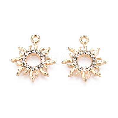 Rack Plating Alloy Rhinestone Pendants PALLOY-T091-20A-G-1