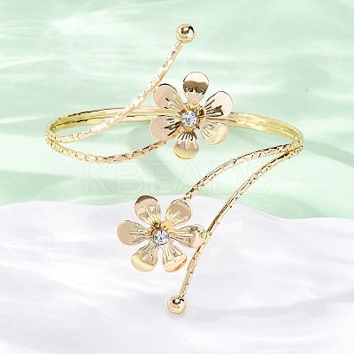 Lotus Alloy Arm Cuff Bangles for Girl Women LS-AJEW-A063-01E-G-1