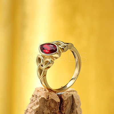 Horse Eye & Knot 304 Stainless Steel with Cubic Zirconia Finger Rings FS-WG8EA45-01-1