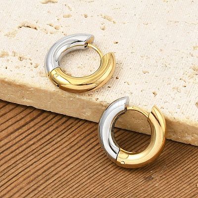201 Stainless Steel Two Tone Hoop Earrings EJEW-Q002-01G-04-1