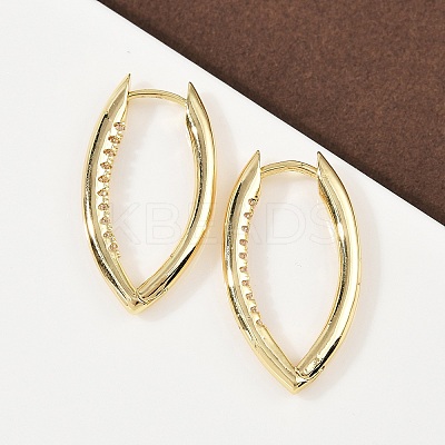 Brass Micro Pave Clear Cubic Zirconia Horse Eye Hoop Earrings EJEW-G446-04A-G-1