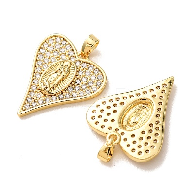 Brass Micro Pave Clear Cubic Zirconia Pendants CU-CBA9AB3-38G-1
