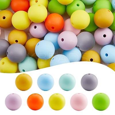 90Pcs Silicone Beads 15mm Round Silicone Bead Bulk Colorful Silicone Bead Kit for Keychain Jewelry DIY Crafts Making JX305A-1