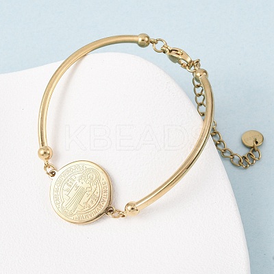 Religion 304 Stainless Steel Link Bracelets for Women LS-BJEW-F524-02A-G-1