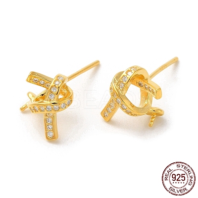 925 Sterling Silver Micro Pave Cubic Zirconia Stud Earing Findings STER-P056-08G-1