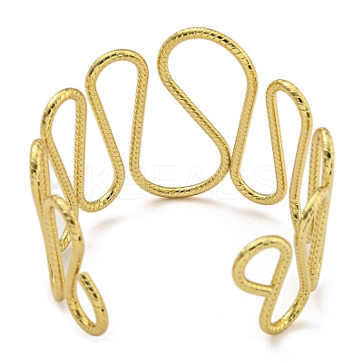 PVD Vacuum Plating 202 Stainless Steel Wiggle Ring Open Cuff Bangles for Women BJEW-M317-01D-G-1
