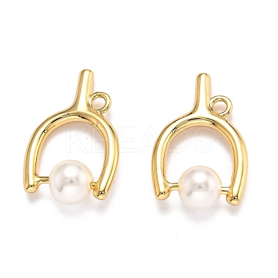 Wishbone Shape Brass Pendants KK-J278-34G-1
