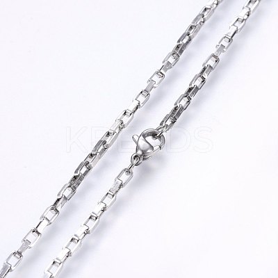 Non-Tarnish 304 Stainless Steel Box Chain Necklaces NJEW-F226-07P-11-1