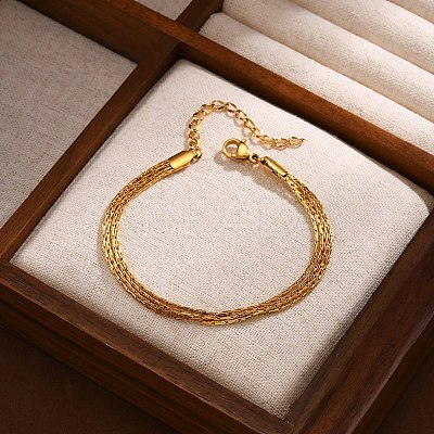 304 Stainless Steel Multi-strand Bracelets BJEW-U022-01G-1