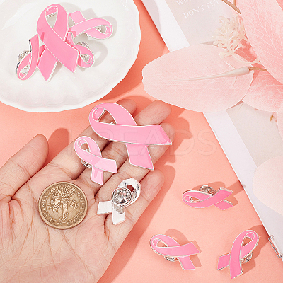 20 Sets 3 Sizes Breast Cancer Awareness Ribbon Enamel Pin JEWB-NB0001-19-1