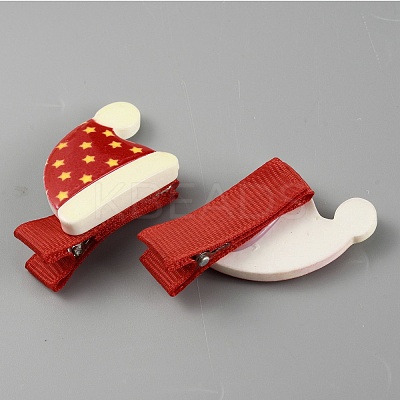 Cute Christmas Acrylic Alligator Hair Clips PHAR-WH0013-03G-1