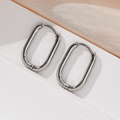 Non-Tarnish 304 Stainless Steel Oval Hoop Earrings EJEW-M218-02A-P-1