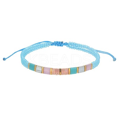 Bohemian Style Glass Seed Bead & Plastic Braided Bead Bracelets QF8968-6-1