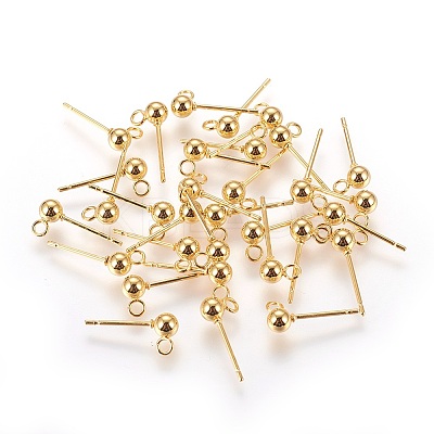 304 Stainless Steel Ball Stud Earrings Findings LS-STAS-P227-17G-1