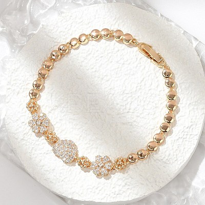 Brass Micro Pave Cubic Zirconia Link Chain Bracelets KK-R217-40G-1