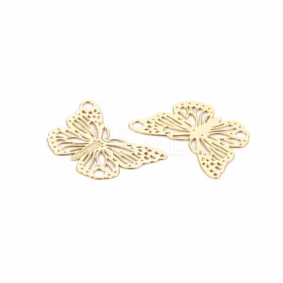 Rack Plating 304 Stainless Steel Filigree Connerctor Charms X-STAS-T057-48G-1