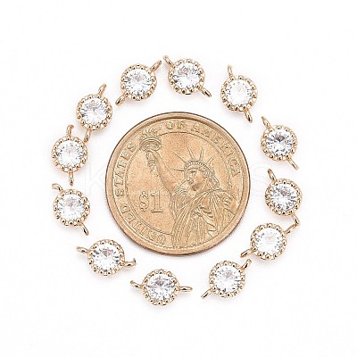 Flower Brass Micro Pave Cubic Zirconia Links Connectors LS-X-ZIRC-L054-09KCG-NR-1