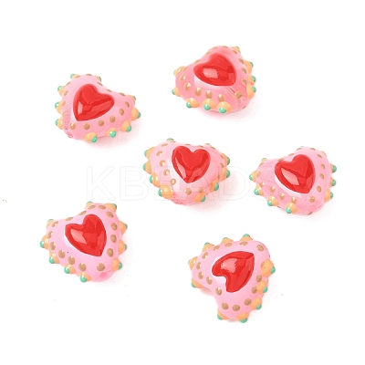 Baking Paint Glass Bumpy Beads Heart LAMP-V001-09D-1