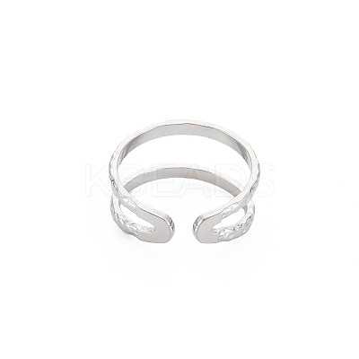 Non-Tarnish 304 Stainless Steel Double Line Open Cuff Ring for Women X-RJEW-S405-200P-1