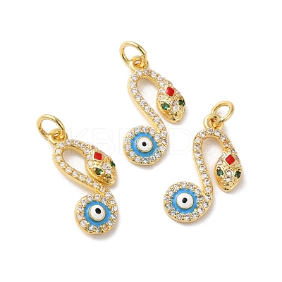 Rack Plating Brass Micro Pave Cubic Zirconia Pendants KK-D074-15G-1