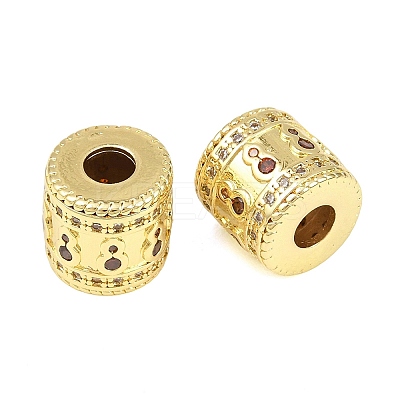 Brass Micro Pave Cubic Zirconia European Beads KK-D109-09A-G-1