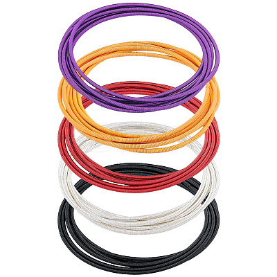 38pcs 5 styles Steel Wire Round Snake Chain Stretch Bracelets Set BJEW-BC0001-22-1